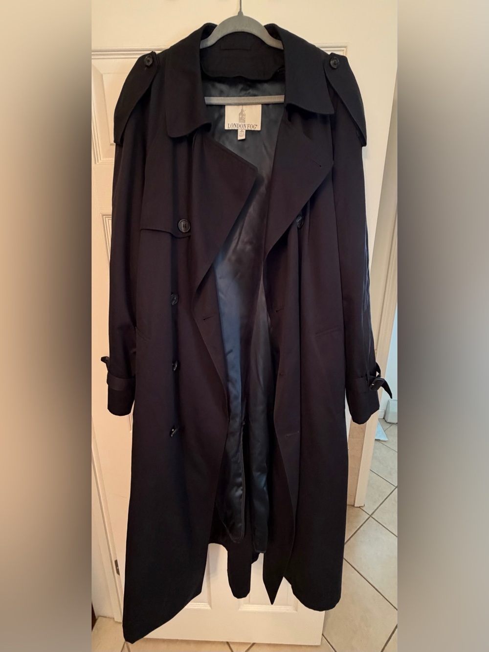 Vintage London Fog Double Breasted Trench Coat - Navy Blue 42 Long